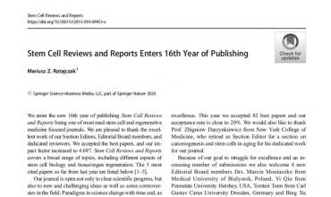 Stem Cell Reviews and Reports Enters 16th Year of Publishing